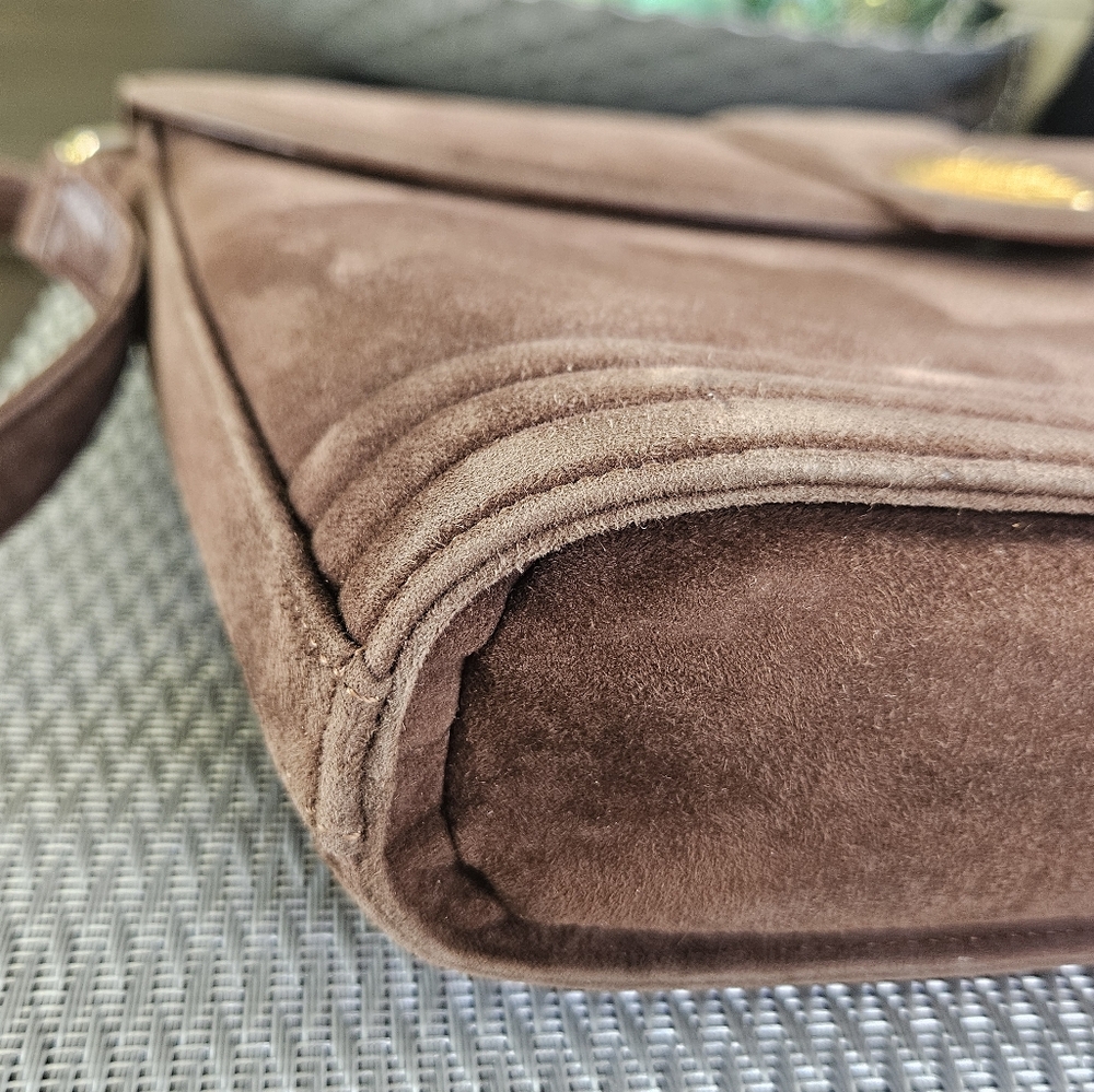 YSL Vintage Brown Suede Shoulder Bag - Picture 11 of 15